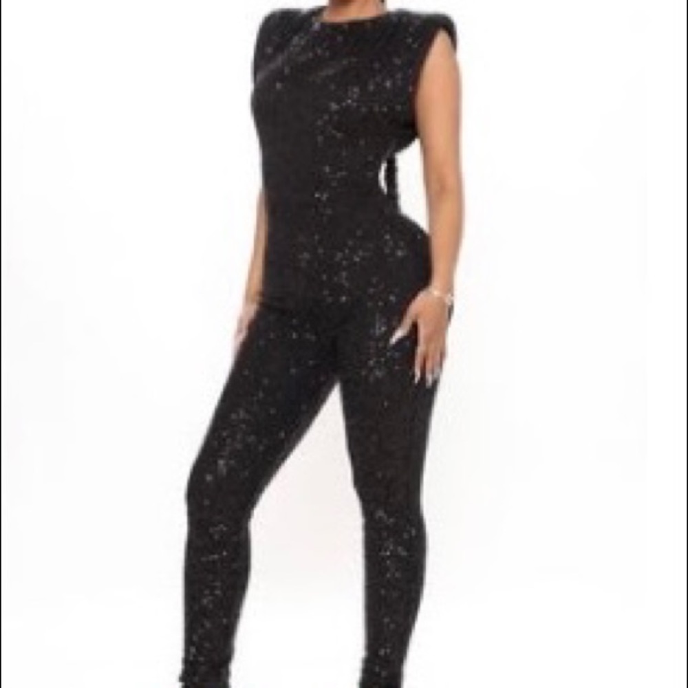 Black Sequin Catsuit